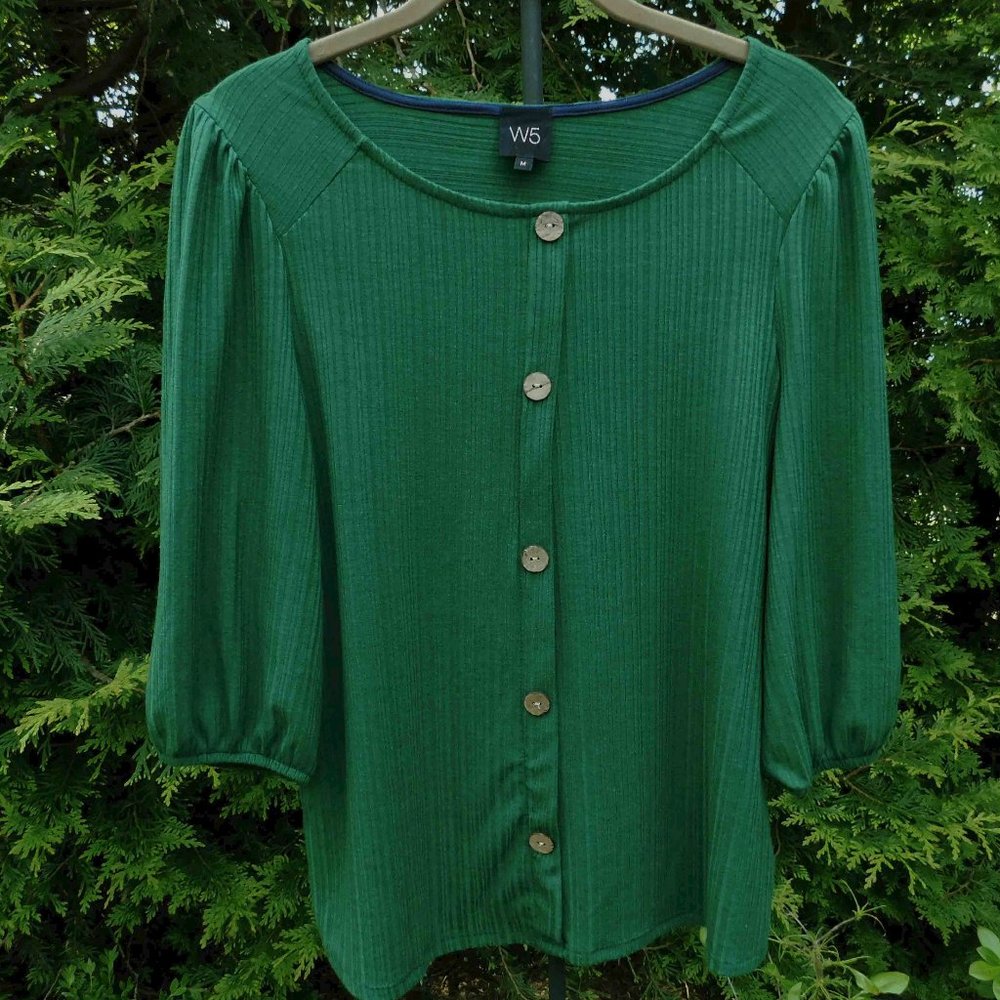 Anthropologie W5 Soft & Stretchy Rayon Blend Rib-Knit Top - Picture 1 of 3